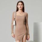 Eco-friendly Long-sleeve Bodycon Slit Mini Dress