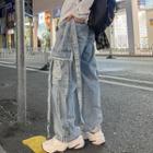 Cargo Ripped Straight Cut Jeans