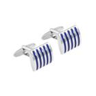 Fashion Simple Blue Striped Geometric Cufflinks Silver - One Size