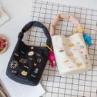 Embroidered Canvas Bucket Lunch Bag / Charm