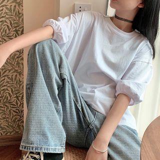 Puff-sleeve T-shirt White - One Size