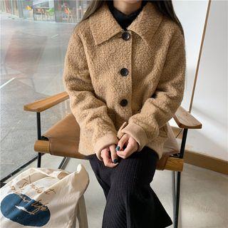 Fleece Button Jacket Khaki - One Size