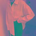 Long-sleeve Collar-neck Oversized Shirt