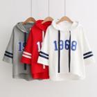 Number Print Hooded T-shirt