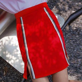 Contrast-trim Cut Out Mini A-line Skirt