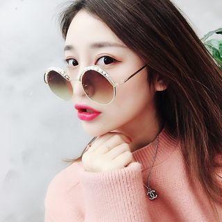 Faux Pearl Round Sunglasses