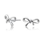 Bling Bling Platinum Plated 925 Sterling Silver Bow Earrings