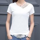Lattice Short-sleeve V-neck T-shirt