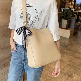 Striped Bow Faux Leather Crossbody Bag