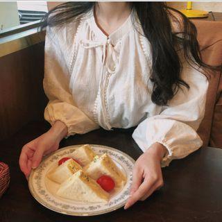 Round-neck Flare Long-sleeve Shirt