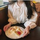 Round-neck Flare Long-sleeve Shirt