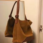 Faux Suede Tote Bag Brown - One Size