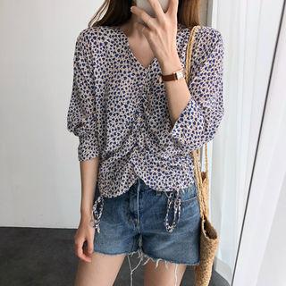 Shirred-trim Pattern Top