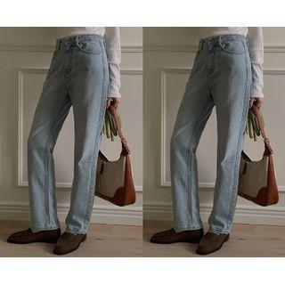 Mid-rise Washed Straight-leg Jeans