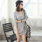 V-neck Lace-up Back Plain Top