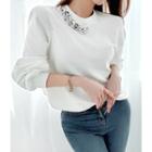 Padded Shoulder Chain-trim Sweatshirt