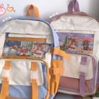 Color Block Pvc Panel Backpack / Bag Charm / Set