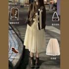 Set Of 2: Ribbon Accent Top + Midi Skirt