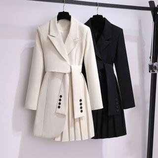 Asymmetrical Pleated A-line Blazer Dress