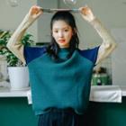 Mock-neck Color Block Sweater