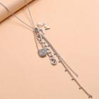 Alloy Star Safety Pin Pendant Necklace Silver - One Size