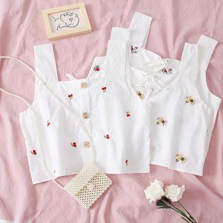 Convertible Embroidered Crop Top