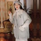 Herringbone Notch Lapel Double-breasted Coat
