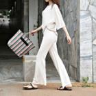 Set: Boxy-fit Top + Band-waist Boot-cut Pants