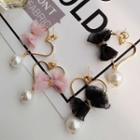 Faux Pearl Heart Dangle Earrings