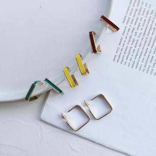 Glaze Alloy Square Earring