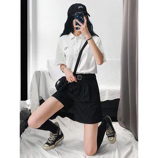 Embroidered Boyfriend Polo Shirt White - One Size