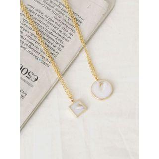 Circle & Square Pendant Long Necklace Set One Size