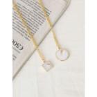 Circle & Square Pendant Long Necklace Set One Size