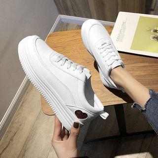Heart Sequined Lace-up Sneakers