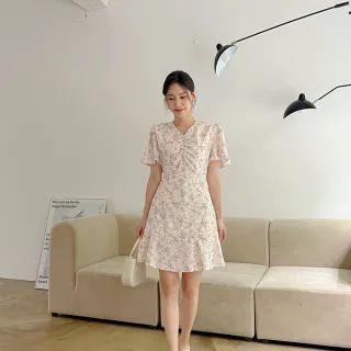 Shirred Ruffled Floral Dress