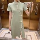 Knot Button Short-sleeve Qipao