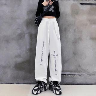 Lettering Chained Sweatpants