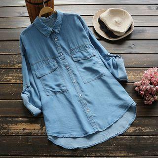 Long-sleeve Pocket Blouse