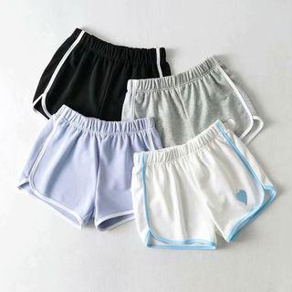 High-waist Heart Print Contrast-trim Shorts