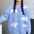 Cloud Print Cardigan As Shown In Figure - One Size