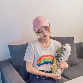 Rainbow Lips Print Short Sleeve T-shirt