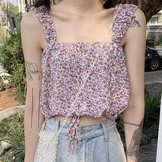 Short-sleeve T-shirt / Floral Print Crop Top