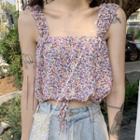 Short-sleeve T-shirt / Floral Print Crop Top