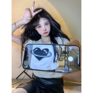 Printed Crop T-shirt Almond - One Size