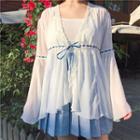 Bell-sleeve Chiffon Jacket White - One Size