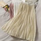 High-waist Fringed Midi Skirt