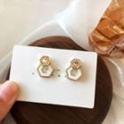 Hexagon Rhinestone Resin Earring 1 Pair - White & Gold - One Size