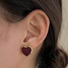 Heart Glaze Alloy Earring 1 Pair - Wine Red - One Size