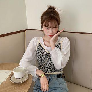 Plain Blouse / Flower Print Camisole