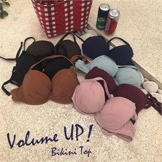 Halter-neck Shirred Colored Bikini Top